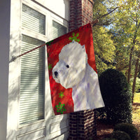 Westie Red and Green Snowflakes Holiday Christmas Flag Canvas House Size