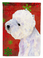 Westie Red and Green Snowflakes Holiday Christmas Flag Canvas House Size