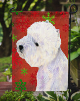 Westie Red and Green Snowflakes Holiday Christmas Flag Garden Size