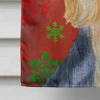 Silky Terrier Red and Green Snowflakes Holiday Christmas Flag Canvas House Size