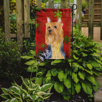 Silky Terrier Red Green Snowflake Holiday Christmas Flag Garden Size