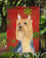 Silky Terrier Red Green Snowflake Holiday Christmas Flag Garden Size