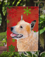 Australian Cattle Dog Red Green Snowflakes Christmas Flag Garden Size