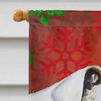 Bulldog English Red Green Snowflakes Holiday Christmas Flag Canvas House Size