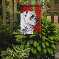 Bulldog English Red and Green Snowflakes Holiday Christmas Flag Garden Size