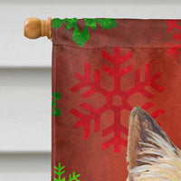 Cairn Terrier Red and Green Snowflakes Holiday Christmas Flag Canvas House Size