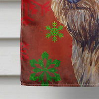 Cairn Terrier Red and Green Snowflakes Holiday Christmas Flag Canvas House Size