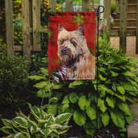 Cairn Terrier Red and Green Snowflakes Holiday Christmas Flag Garden Size