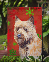 Cairn Terrier Red and Green Snowflakes Holiday Christmas Flag Garden Size