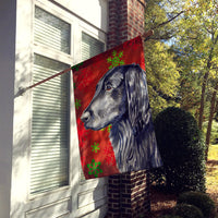 Flat Coated Retriever Red Snowflakes Holiday Christmas Flag Canvas House Size