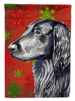 Flat Coated Retriever Red Snowflakes Holiday Christmas Flag Canvas House Size