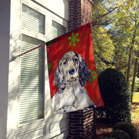 English Setter Red  Green Snowflakes Holiday Christmas Flag Canvas House Size