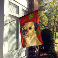 Border Terrier Red  Green Snowflakes Holiday Christmas Flag Canvas House Size