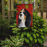 Cavalier Spaniel Red and Green Snowflakes Holiday Christmas Flag Garden Size