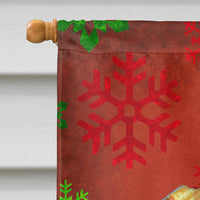 Vizsla Red and Green Snowflakes Holiday Christmas Flag Canvas House Size