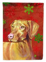 Vizsla Red and Green Snowflakes Holiday Christmas Flag Canvas House Size