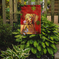 Vizsla Red and Green Snowflakes Holiday Christmas Flag Garden Size