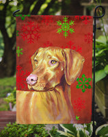 Vizsla Red and Green Snowflakes Holiday Christmas Flag Garden Size