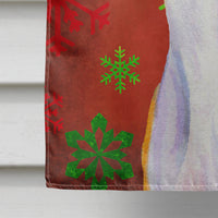 Whippet Red and Green Snowflakes Holiday Christmas Flag Canvas House Size