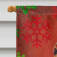 Bloodhound Red and Green Snowflakes Holiday Christmas Flag Canvas House Size