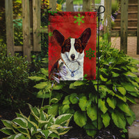 Corgi Red and Green Snowflakes Holiday Christmas Flag Garden Size