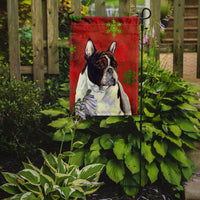 French Bulldog Red and Green Snowflakes Holiday Christmas Flag Garden Size