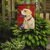 Labrador Red and Green Snowflakes Holiday Christmas Flag Garden Size