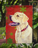 Labrador Red and Green Snowflakes Holiday Christmas Flag Garden Size