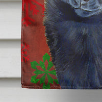 Schipperke Red and Green Snowflakes Holiday Christmas Flag Canvas House Size