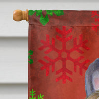 French Bulldog Red Green Snowflake Holiday Christmas Flag Canvas House Size