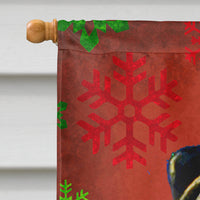 Pug Red and Green Snowflakes Holiday Christmas Flag Canvas House Size