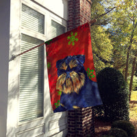 Brussels Griffon Red  Green Snowflakes Holiday Christmas Flag Canvas House Size