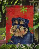 Brussels Griffon Red and Green Snowflakes Holiday Christmas Flag Garden Size