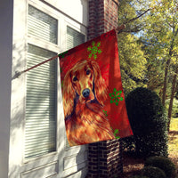 Irish Setter Red and Green Snowflakes Holiday Christmas Flag Canvas House Size