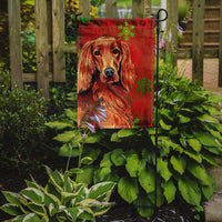 Irish Setter Red and Green Snowflakes Holiday Christmas Flag Garden Size