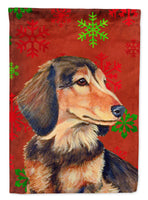 Dachshund Red Green Snowflake Holiday Christmas Flag Canvas House Size