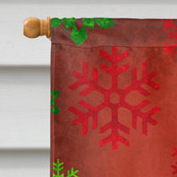 Chinese Crested Red Green Snowflakes Holiday Christmas Flag Canvas House Size