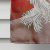 Chinese Crested Red Green Snowflakes Holiday Christmas Flag Canvas House Size