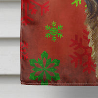 Leonberger Red and Green Snowflakes Holiday Christmas Flag Canvas House Size