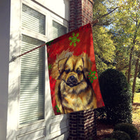 Tibetan Spaniel Red Green Snowflakes Holiday Christmas Flag Canvas House Size