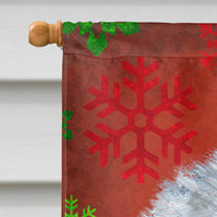 Old English Sheepdog Red Snowflakes Holiday Christmas Flag Canvas House Size