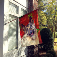 Norwegian Elkhound Red Snowflakes Holiday Christmas Flag Canvas House Size