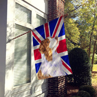 Australian Shepherd with English Union Jack British Flag Flag Canvas House Size LH9470CHF