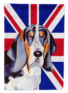 Basset Hound with English Union Jack British Flag Flag Canvas House Size LH9479CHF