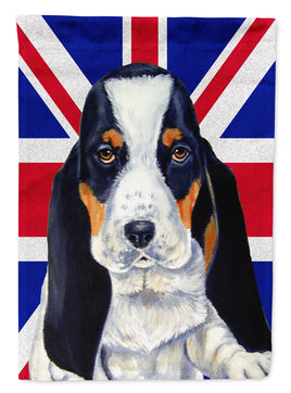 Basset Hound with English Union Jack British Flag Flag Canvas House Size LH9481CHF