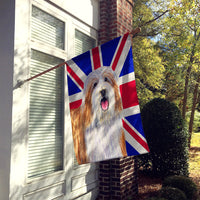 Bearded Collie with English Union Jack British Flag Flag Canvas House Size LH9482CHF