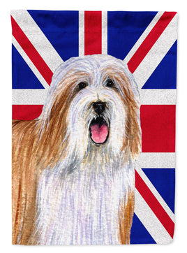 Bearded Collie with English Union Jack British Flag Flag Canvas House Size LH9482CHF