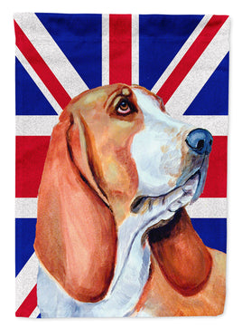 Basset Hound with English Union Jack British Flag Flag Canvas House Size LH9484CHF