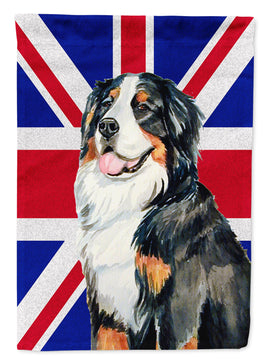 Bernese Mountain Dog with English Union Jack British Flag Flag Garden Size