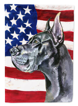 Black Great Dane USA Patriotic American Flag Flag Canvas House Size LH9543CHF